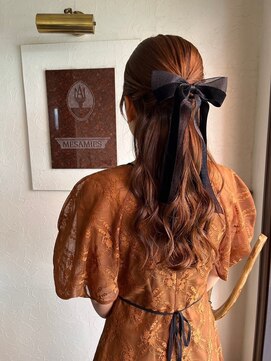 美容室 メザミー MESAMIES お呼ばれヘアセットヘアアレンジハーフアップアレンジリボン