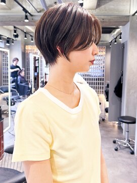 ロンド エメ 柏(Lond aimer) ミニウルフチェリーブラウンブリーチなしショートボブ前髪/柏柏