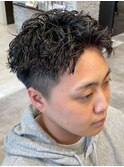 20代30代韓流☆ツイストパーマショートマッシュアッシュブラック