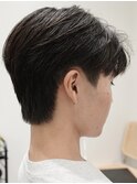 メンズセンターパートウルフセンターパートニュアンスパーマ襟足