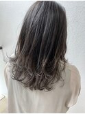 グレージュ_マロンベージュ Aラインボブ かきあげ