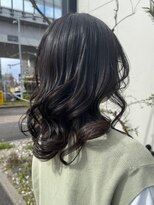 ナカオコアフュール(NAKAO COIFFURE) 艶髪ミディアム×黒髪×コテ巻きアレンジ