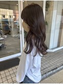 チョコレートブラウンロングスタイル顔周りレイヤーカット伊勢市
