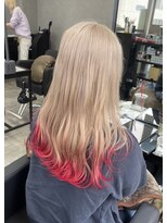 シエンゴールド(CIEN gold)&nbsp;ミルクティーベージュ/裾カラー/裾赤#浜松駅#カラー#ブリーチ