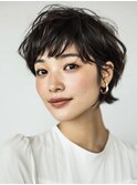 大人女性/ショートカット/ボブルフ/ネビージュ/小顔/パーマ