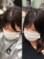 アピッシュ ギンザ(apish ginza)&nbsp;前髪ストレートパーマ×ナチュラルバング