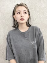 インナーカラーボブ前髪インナーバングカラー黒髪ホワイト韓国風