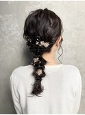 【金箔×編み下ろしヘアアレンジ】ヘアセット/渋谷/タッセルボブ