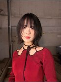 @morii_sandボブウルフ/黒髪/ネビージュ/小顔/ワンレン/大阪梅田