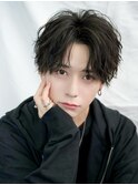 ツイストスパイラルセンターパート　シースルーフェザーショート