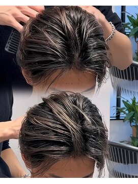 ステラ(STELLA) メンズ/バレイヤージュ/センターパート/ブリーチ＆ダブルカラー