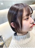 内巻きボブ×暗髪カラー×超音波トリートメント