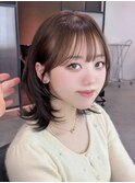 小顔黒髪レイヤーカット×アッシュカラー20代30代40代