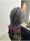 ウルフレイヤーカットとグレージュカラーとピンクカラー◎