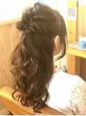 二次会、結婚式、お呼ばれに簡単とろみハーフアップ