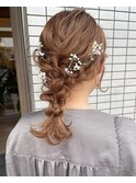 結婚式アレンジ　編みおろしゆるふわstyle