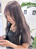 4378アッシュブラックレイヤーロンググレージュアッシュロング