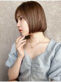 ワンレン切りっぱなし韓国ボブ/ブリーチなし地毛風カラー/博多