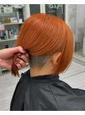 ツーブロックボブ刈り上げボブオレンジカラー