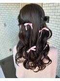 ハーフツイン　リボン　フェミニン　ドレス　可愛い