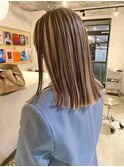 ハイトーン顔周りレイヤーカットケアブリーチデザインカラー