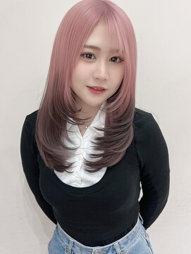 ビューシンサイバシ(VIEW SHINSAIBASHI) デザインカラーハイトーン前髪レイヤーカットイメチェン10代20代