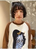 ボブパーマ/丸顔/前髪あり/ミニボブ/20代/結べる/内巻き