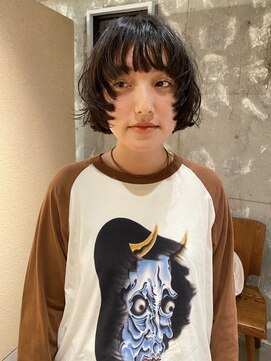 ルノ(RUNO) ボブパーマ/丸顔/前髪あり/ミニボブ/20代/結べる/内巻き