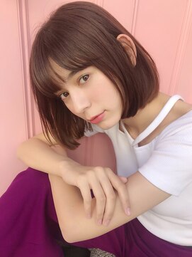 クーエフー(coo et fuu) うるつやパッツンボブ小顔大人可愛い丸みショートマロンブラウン