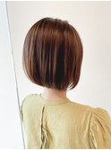 ショートボブ　マロンベージュ　シンプルショート　地毛風カラー