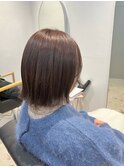 切りっぱなしボブ×ラベンダーベージュ