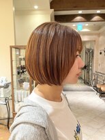 ビュートリアム265(BEAUTRIUM 265) ショートボブ 丸みボブ 丸みショート オレンジベージュ 縮毛矯正