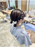編み込みツインお団子