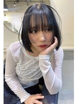 アッシュグレーボブヘアアレンジプードルパーマロングヘアセット