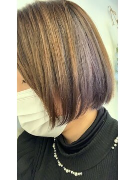 クラク 笹塚店(KURAKU) ブリーチカラー／インナーカラー／10代／20代／ボブ／バイオレッ