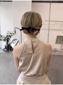ヘアセット　ヘアアレンジ　お団子ヘアー　ふたつ結び