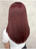 ハイライトカラーくびれヘアアプリコットオレンジ