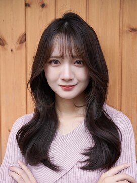 【気品アップ】韓国レイヤー×ツヤ巻きセミロング