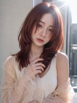 シオン(shion)&nbsp;レッドブラウンレイヤーセミロング_F21683