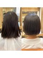 アグ ヘアー ロジー 京田辺店(Agu hair logy) 癖毛さんも縮毛矯正でシャキシャキしない自然な艶ボブに!