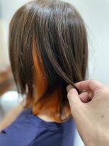 庵 ヘアー(hair) インナーカラー 外ハネ 切りっぱなしボブ（永井）