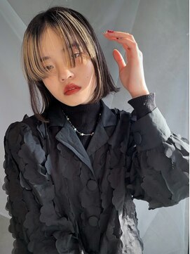 イトシテ ワンレンボブ×ハイライトカラー【担当　ジン　トモヒト】