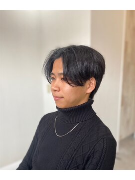 ソイクフ 四条大宮店(SOY-KUFU) 20代30代40代ブルーブラックフェザーパーマセンターパート