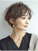 大人ショートレイヤー白髪ぼかし脱白髪染め40代50代60代原宿