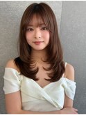 くびれレイヤー/オリーブベージュ/顔周り/シースルー/池袋