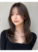 似合わせ韓国くびれ小顔魅せミディアムレイヤーハッシュカット