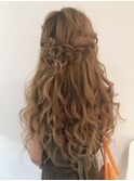 編み込みお花ハーフアレンジ