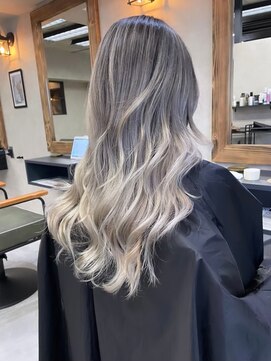 サニー 渋谷(SUNNY) バレイヤージュ、ハイライト、レイヤーロング、グレーベージュ