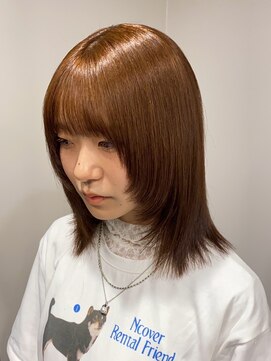 ベレーザ 渋谷(BELEZA) 13661暗髪ダブルカラー&ブリーチなしレイヤーオリーブカラー