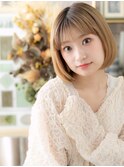 ハイトーンカラー艶感ストレート丸みボブc6戸田公園20代30代40代